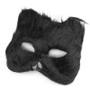 Maska kočka - chlupatá černá