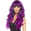 Fialová dlouhá kudrnatá paruka s ofinou - Siren