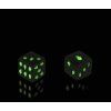 Černé herní kostky s lebkami 2ks - Glow in the Dark