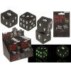 Černé herní kostky s lebkami 2ks - Glow in the Dark