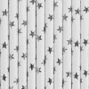 Papírová brčka - stříbrné hvězdy - 10ks