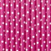 Papírová brčka - růžové s puntíky - 10ks