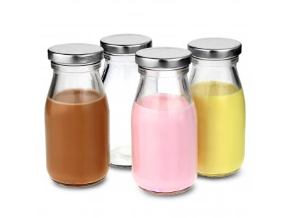 4x Mini mlékové láhve s víkem 200ml