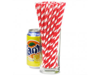 Red and white paper straws