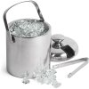 Double Walled Ice Bucket With Tongs Inside Lid