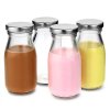 4x Mini milk bottles with lids 200ml
