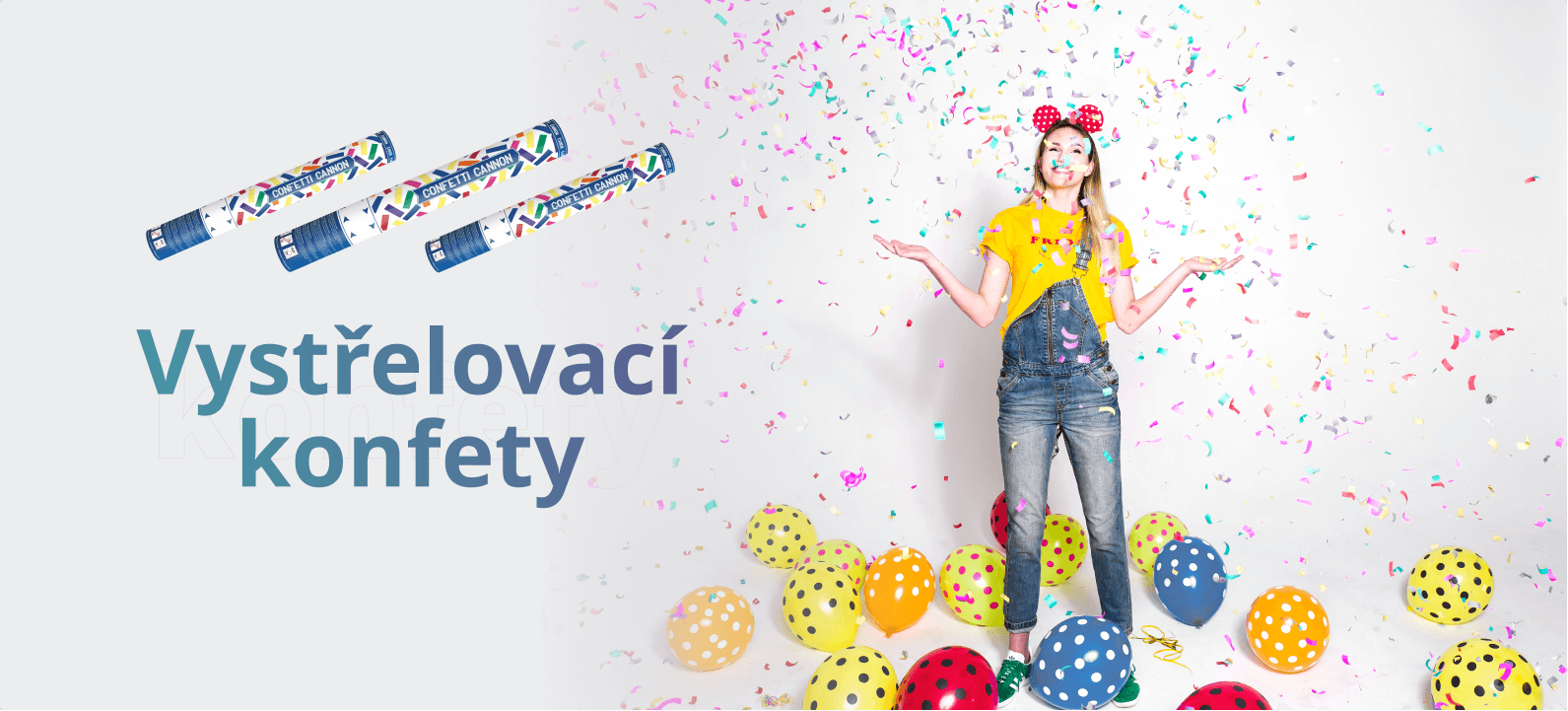 Barevné vystřelovací konfety. Skladem máme jednobarevné, barevné, zlaté nebo stříbrné vystřelovací konfety.