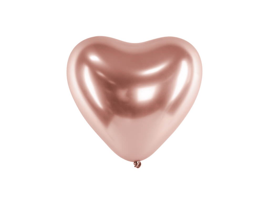 Lesklý balónek ve tvaru srdce růžově zlatý