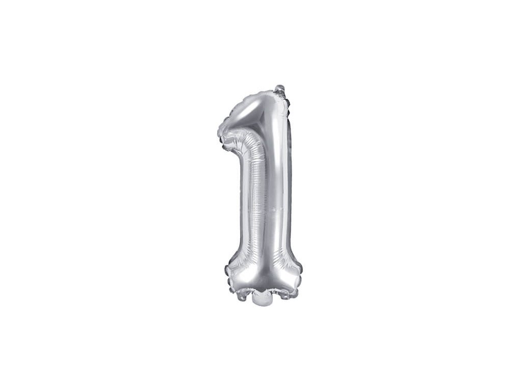 Balónky číslo, stříbrný, 1