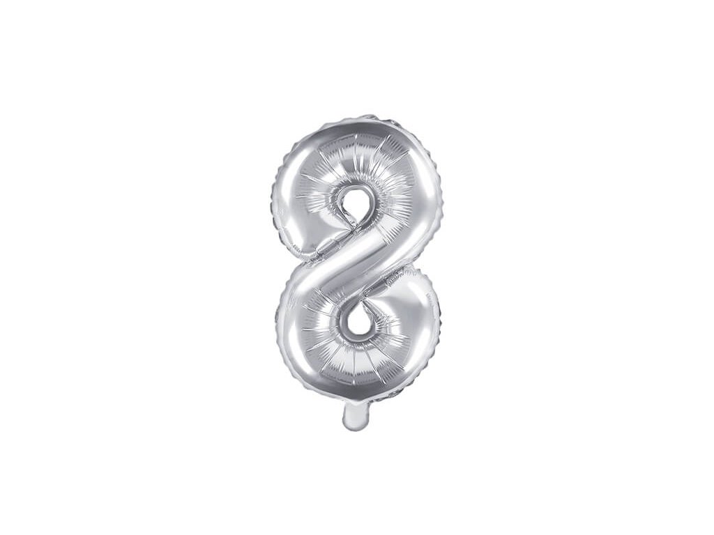Balónky číslo, stříbrný, 8