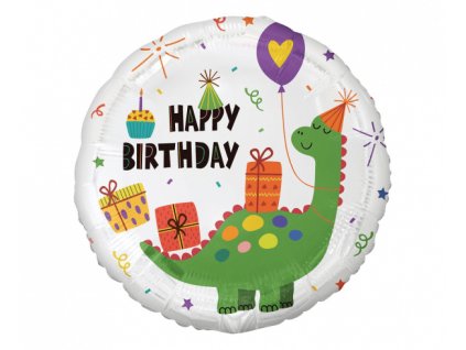 Fóliový balónek s dinosaurem a nápisem Happy Birthday