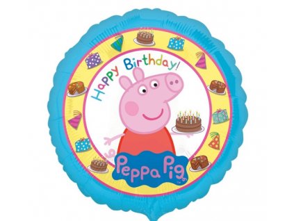 Fóliový balónek, prasátko Peppa - Happy Birthday