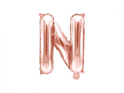 Růžově zlatý nafukovací balónek písmeno N