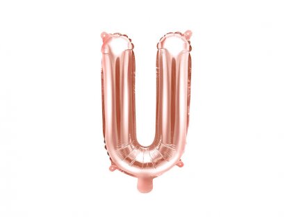Růžově zlatý nafukovací balónek písmeno U