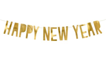 Zlatý baner s nápisem happy new year