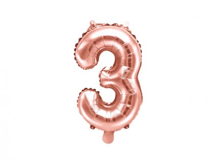 Balónky číslo, růžově zlatý, 3