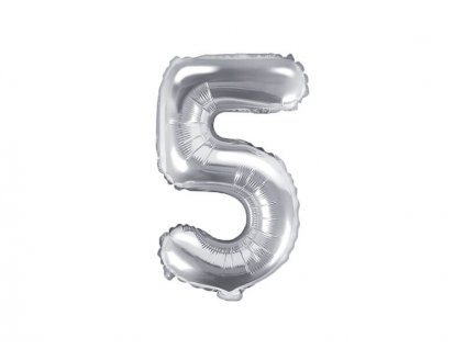 Balónky číslo, stříbrný, 5
