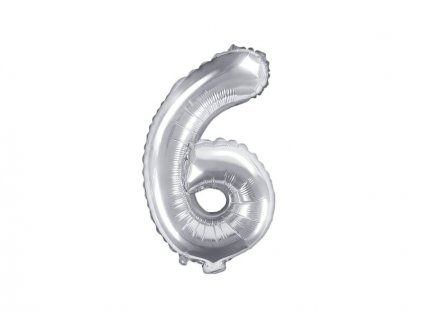 Balónky číslo, stříbrný, 6