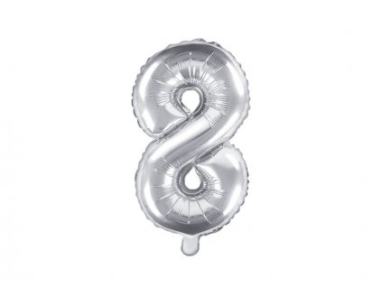 Balónky číslo, stříbrný, 8