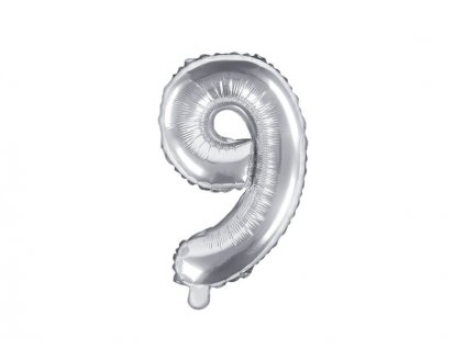 Balónky číslo, stříbrný, 9