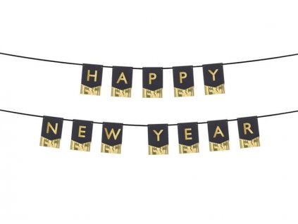Baner s nápisem happy new year, černý