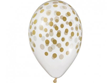 Čirý nafukovací balónek se zlatými konfetami