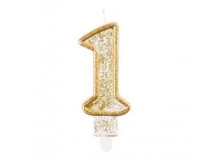 Bílá narozeninová svíčka na dort s číslem 1