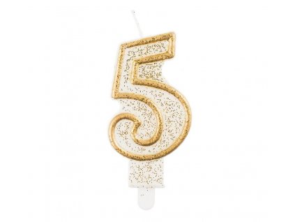Bílá narozeninová svíčka na dort s číslem 5