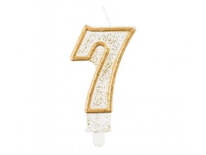 Bílá narozeninová svíčka na dort s číslem 7
