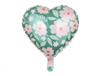 Fóliový balónek srdce s květinami