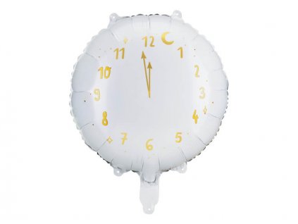 Fóliový balónek, hodiny, bílá