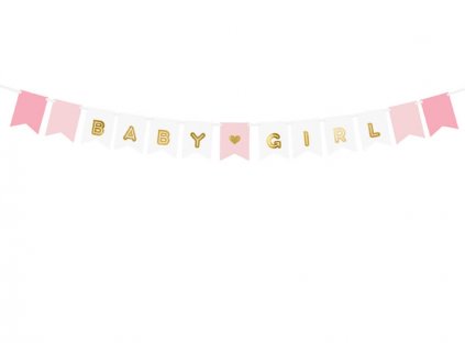 Banner s nápisem Baby Girl, růžová