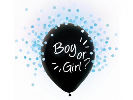 babyhower balonek. Balónek kluk nebo holka? Modré konfety