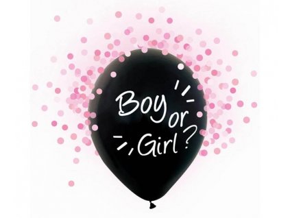 babyhower balonek. Balónek kluk nebo holka? Růžové konfety