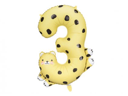 Fóliový balónek číslo 3 ve tvaru geparda