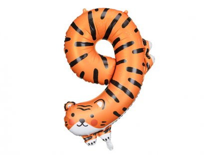 Fóliový balónek číslo 9 ve tvaru tygra