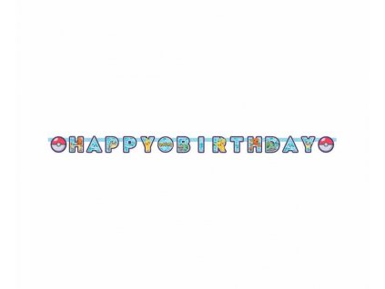 Banner s nápisem Happy Birthday v Pokémon motivu