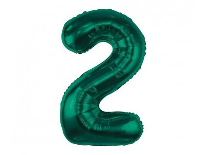 Lahvově zelený balónek ve tvaru čísla 2