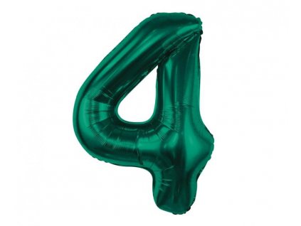 Lahvově zelený balónek ve tvaru čísla 4