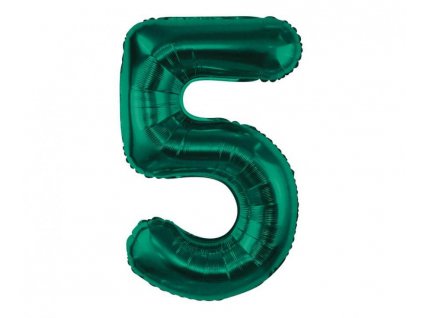 Lahvově zelený balónek ve tvaru čísla 5