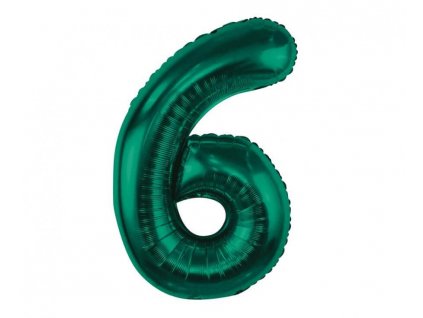 Lahvově zelený balónek ve tvaru čísla 6
