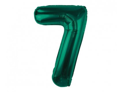Lahvově zelený balónek ve tvaru čísla 7