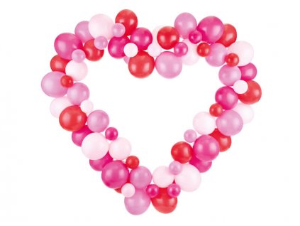 Balónková girlanda ve tvaru srdce v tmavě růžové barvě