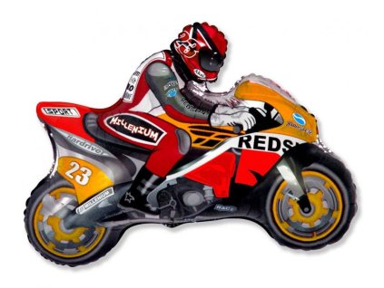 Fóliový balónek, Motorka, oranžovočervená, 84x66cm, bez obalu