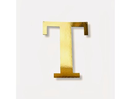 Papírové písmeno "T", zlaté metalické, 15-18cm