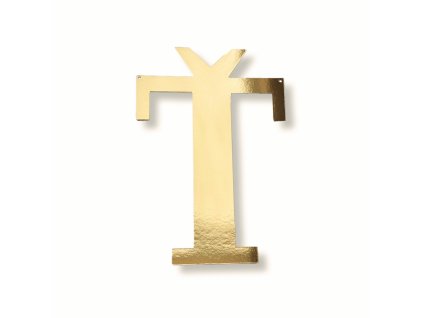 Papírové písmeno "Ť", zlaté metalické, 15-18cm
