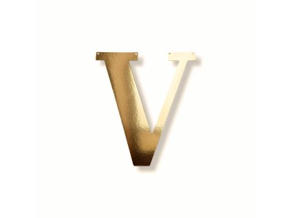 Papírové písmeno "V", zlaté metalické, 15-18cm