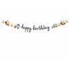Banner s nápisem Happy Birthday a se stavebními prostředky