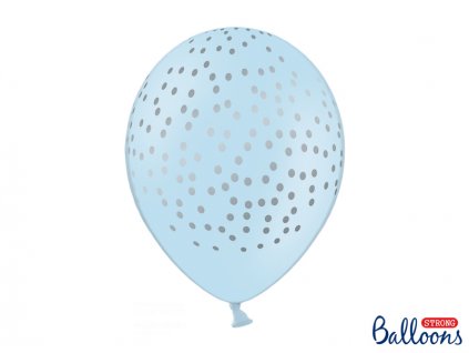 Balónky latexové Modré se stříbrnými puntíky, 30 cm ( 6 ks )