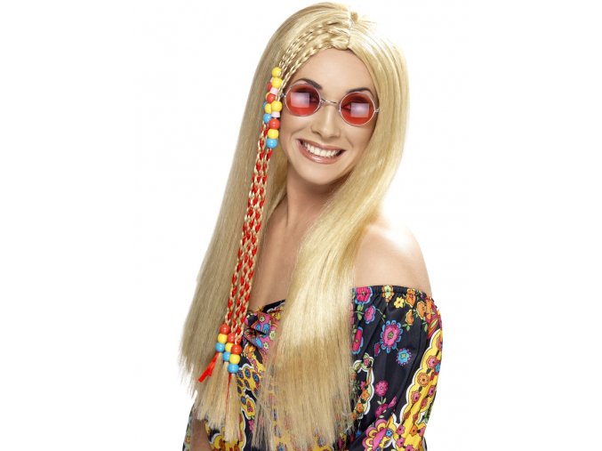 Dámská paruka Hippies blond s korálky